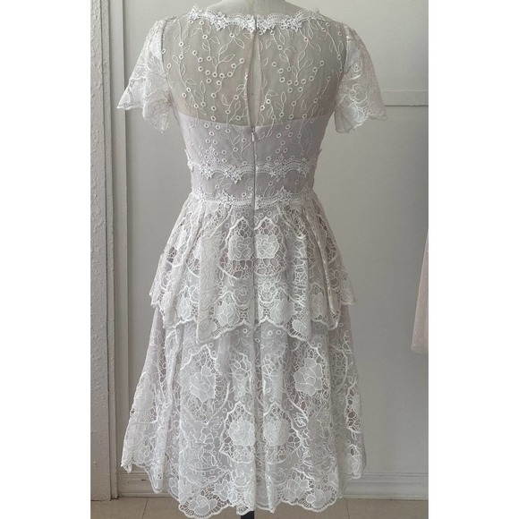 New Marchesa Notte Ivory Flared Lace Dress Size 2 - Picture 3 of 4